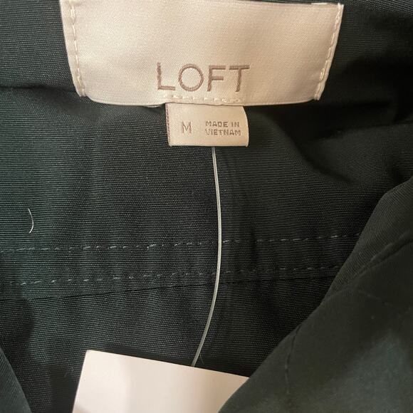 LOFT Hooded Raincoat Jacket Green | Gold Hardware, Minimalist Fall, M $130 NWT - Picture 4 of 8